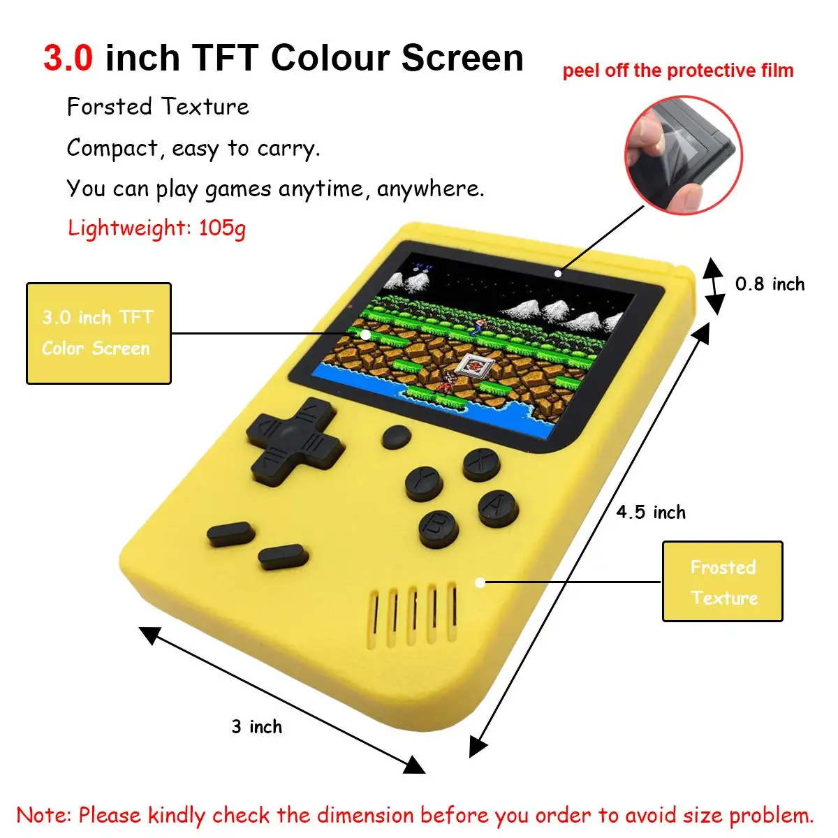 Tapdra Ретро FC игровая консоль с 400 NES классические игры " портативный ручной Gameboy желтый перезаряжаемый FC NES желтый цвет