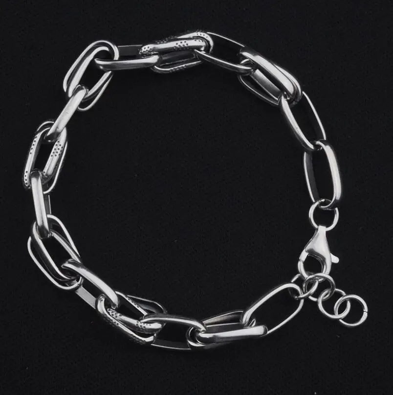 Чистое Серебро 925 пробы ювелирные изделия из серебра простые женские звенья цепи браслет S925 ювелирные изделия(YRT