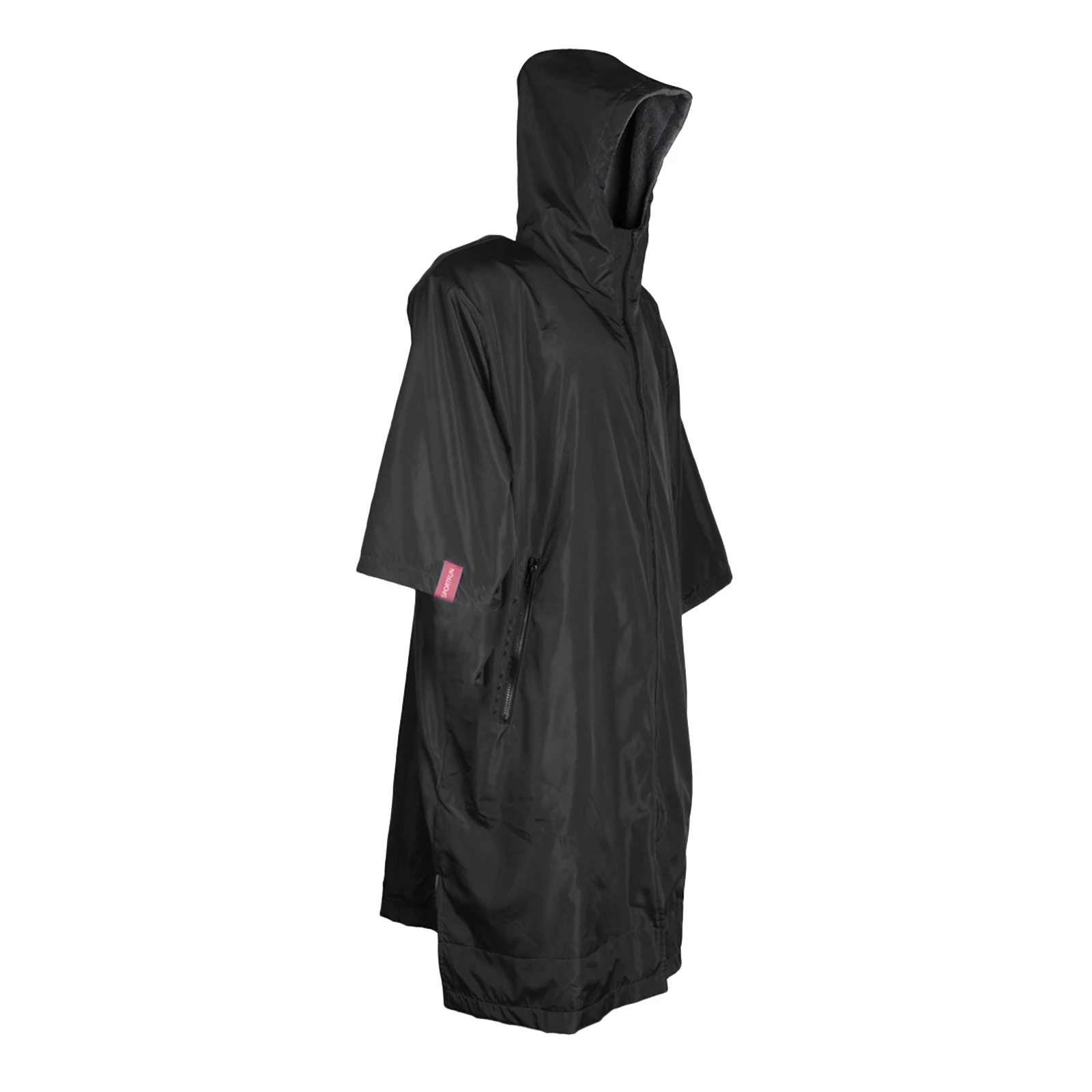 Adult Waterproof Changing Robe 3/4 Sleeve Beach Changing Robe Jacket Outdoor Windbreaker Cloak Fleece Lining Coat Poncho