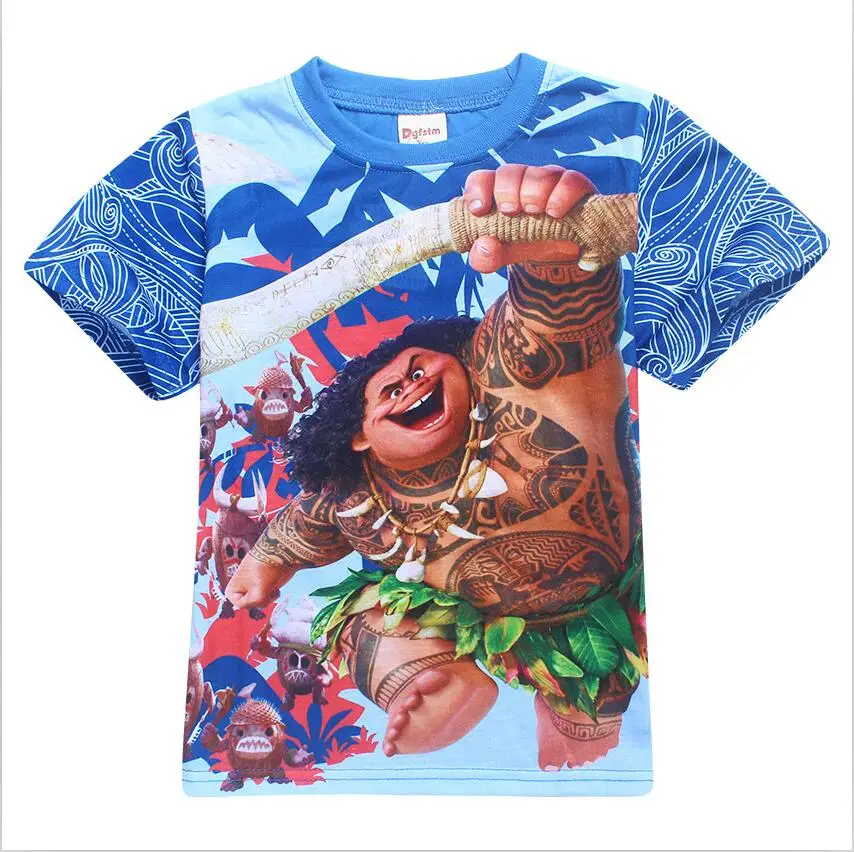 Летние крутые футболки для малышей, Моана, Мауи, одежда для мальчиков, повседневные синие футболки для мальчиков, детская одежда, детские топы с рисунками, DS9 - Цвет: B