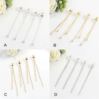 

10 pcs Brass Ear Nuts Earring Back Stoppers with Chain Charms Earring Findings 4 styles to choose EP018