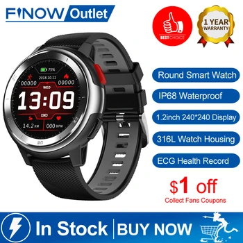 

2020 New DT68 Smart Watch ECG+HRV Heart Rate Monitor 20 Dial Watch Faces Fitness Tracker IP68 Waterproof Smartwatch VS DT98 L8