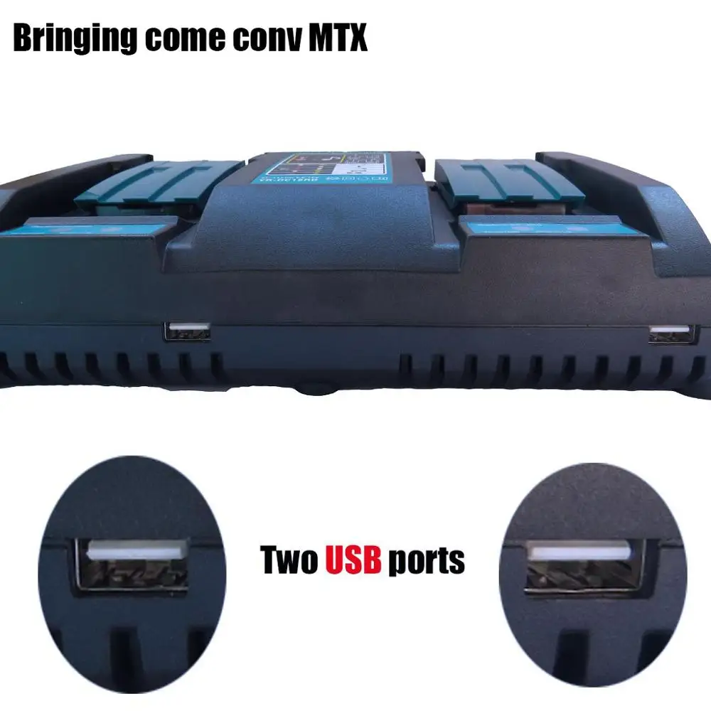 DC18RD Два usb-порта Двойной аккумулятор зарядное устройство 14,4 в 18 в 7,2 в DC18RA DC18RC DC18RD 4A для BL1860 BL1850 BL1830 для Makita - Цвет: DC18RD