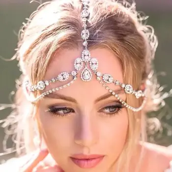 

European and American glamour glittering crystal forehead with Wedding Bridal headdress women Rhine Stone hair jewelry