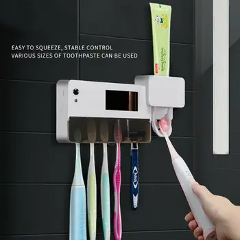 

2 in 1 UV Light Ultraviolet Toothbrush Sterilizer Automatic Toothpaste Dispenser Toothbrush Holder Home Support Dropshipping
