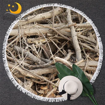 

BlessLiving Tree Branches Microfiber Towel 3D Printed Picnic Mat Weed Plant Round Beach Towel Nature Playa Toalla 150cm Dropship