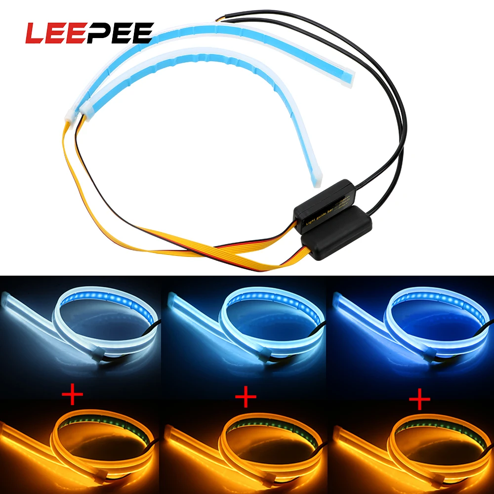 LEEPEE 2 шт./компл. светодиодные ленты для автомобиля поворотники DRL 30 45 60 см дневные