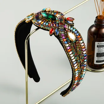 

KMVEXO Handmade Padded Wedding Catwalk Party Crystal Baroque Tiara Headband Luxury Hairband For Women Bridal Hair Accessories