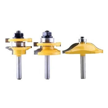 

3Pcs 1-5/8”8mm Shank Woodworking Tenon Cutter Woodworking Milling Cutter Router Bit Trimming Tool High Quality - Yellow