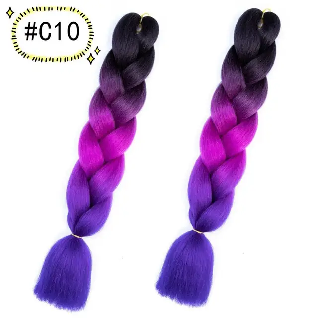 Jumbo Braiding Hair Extensions Kanekalon Braiding Hair 24 Inch Ombre Multiple Tone Colored Synthetic Hair for Women C10