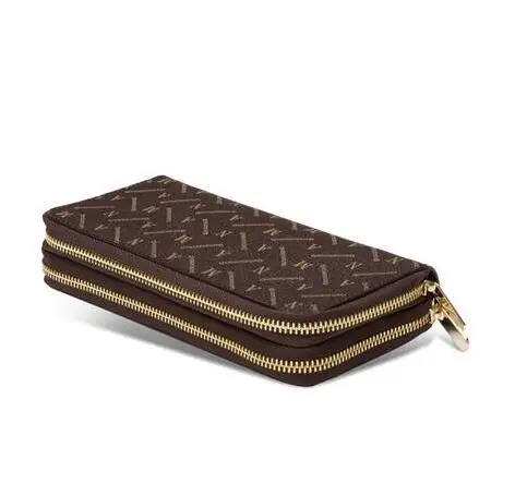 

2019 new fashion real leather wallet double zippy wallet with box free shipping