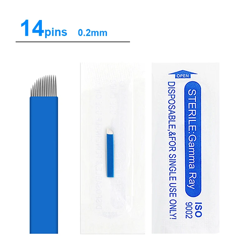 100 шт. микро иглы для татуажа бровей 14 игл 0 2 мм|needles for permanent makeup|14 needletattoo needles |