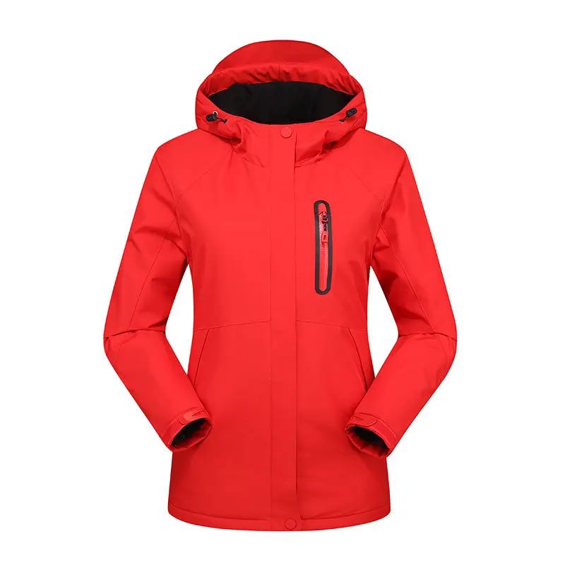 Women-Red Мужская тактическая куртка, теплая, USB, с электрическим подогревом, с капюшоном, куртки, смарт, с подогревом, куртки, пуховик, хлопковое пальто, зимнее, женское, термо пальто - Color: Women-Red