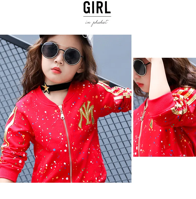 Girls Pure Cotton Set Big Boy New Style Sportswear Spring And Autumn Kids' Overcoat Fashion Casual Two-Piece Set
