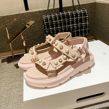 

Gladiator Women Sandals Flat Ladies Shoes Luxury Sandalias De las Mujeres Crystal Zapatillas Mujer Chunky Casual Female+shoes