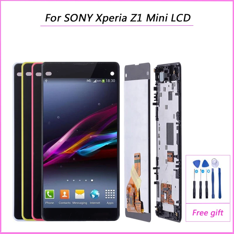 100% тестирование для SONY Xperia Z1 Compact сенсорный экран с рамкой Z1Mini ЖК дисплей Mini D5503 M51W