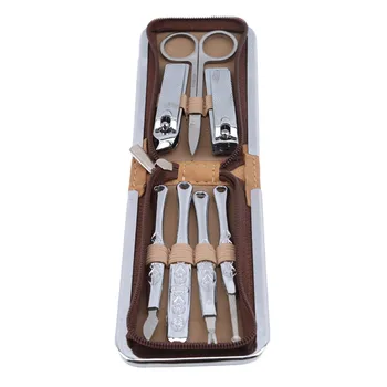 

7 Pcs/Set Brown Manicure Knife Manicure Tool Set Nail Clippers Scissors Suit Kits Manicure