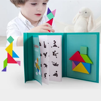 

3D Puzzle Magnetic Jigsaw Tangram Game Kids Montessori Learning Educational Drawing Board Games Toy Children Christmas Gift Gift