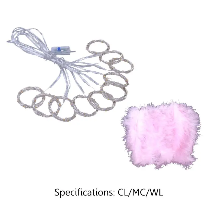 

USB Feather String Light Sweet Romantic Decorative Lamp Party Home Bedroom Decor