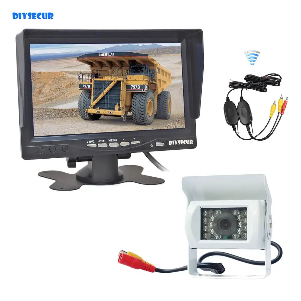 

DIYSECUR Wireless 7" TFT LCD Car Monitor Reverse Rear View Monitor + IR Night Vision HD CCD Rear View Camera White