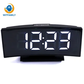 

Large Number Display LED Desktop Arc-shaped Clocks Electronic Alarm Clock Temperature Display Snooze Night Watch Bedside Clock