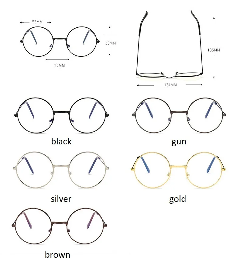 GIFANSEE, Ретро стиль, Круглый Металл, стиль колледжа, прозрачные линзы, очки, оправа, синий светильник, защита для глаз, мобильный телефон, игра