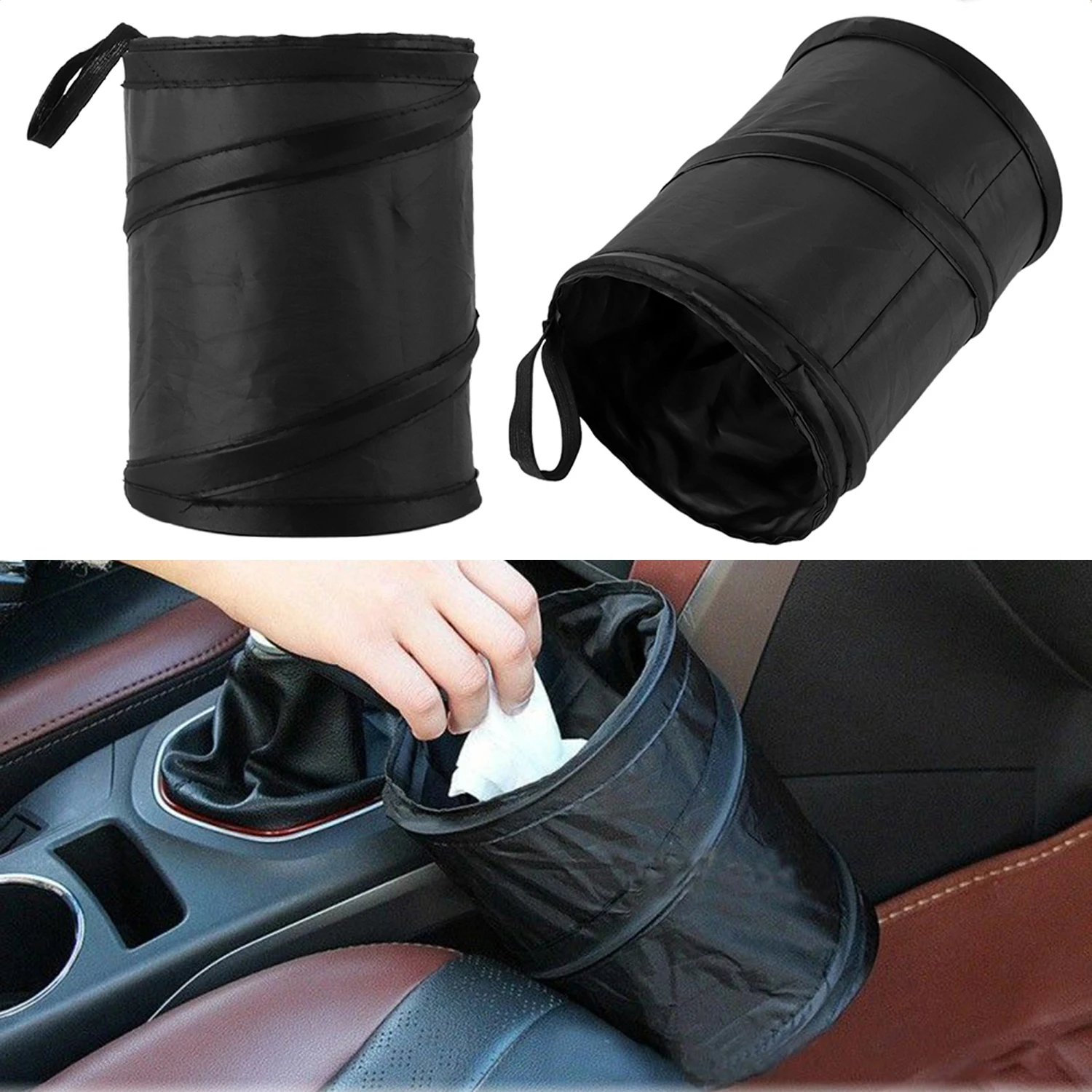 Neue Auto Bin Schwarz Storage Müll Mülleimer Faltbare Schwarz Reise  Mülleimer Abfall Korb Tasche Container Auto Zubehör - AliExpress