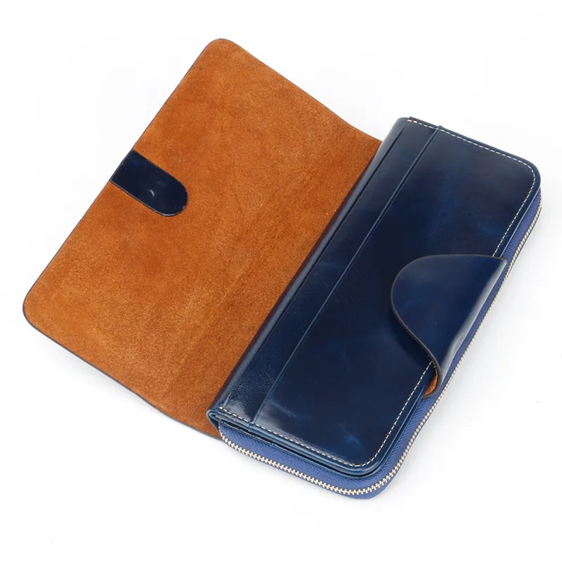 Leather Oil Wax Leather Wallet Korean Version of The Long Multi-card Wallet