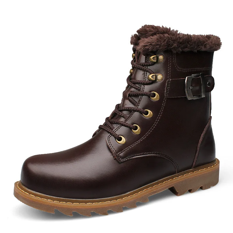 

2017 Winter New Products Cowhide Martin Men's Boot England First Layer Leather Boot Extra Large Casual Hight-top Warm Cotton Boo