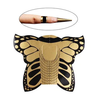 

Finger Angel 50/100/500pcs Nail Form Gold Butterfly Design Adhesive for Acrylic/UV Gel Nail Tips Extension Manicure Tool#FJH21
