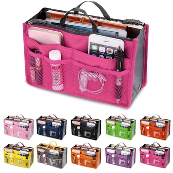 

Women Storage Cosmetic Bag Nylon Travel Insert Organizer Handbag Purse Large liner Lady Makeup Cosmetic Bag Travel Accessories