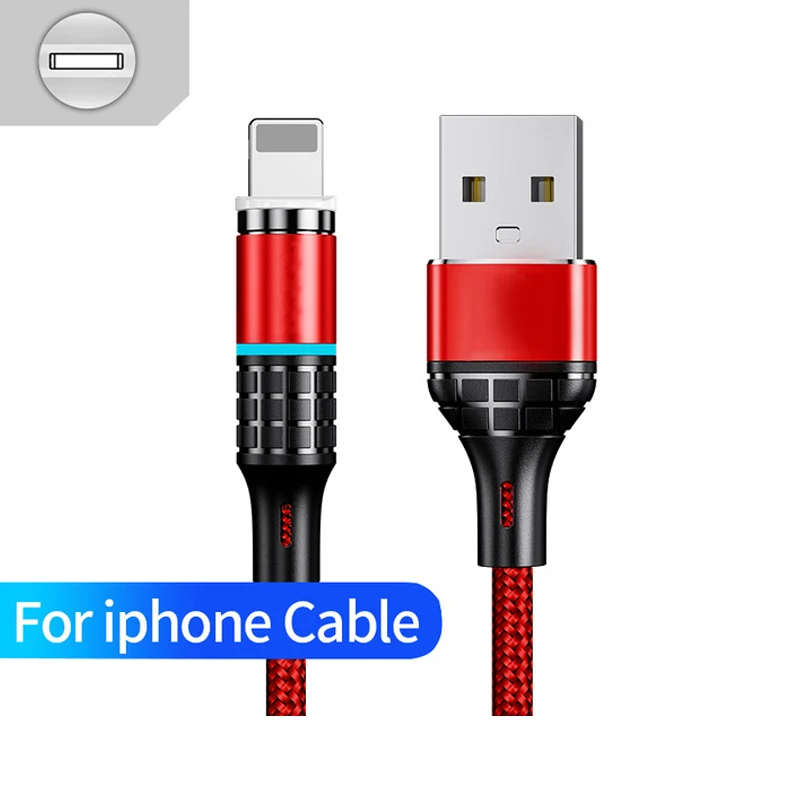 Новейший светодиодный QC3.0 Магнитный usb-кабель для iPhone Micro USB кабель type C плетеный кабель зарядное устройство для samsung Xiaomi huawei - Цвет: Red For iphone