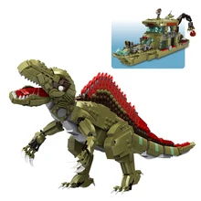 

1064pcs Jurassic Park World Dinosaur Spine Back Dragon Boat Ship MOC Model Building Bricks Blocks Classic Movie Kids Toys Boys