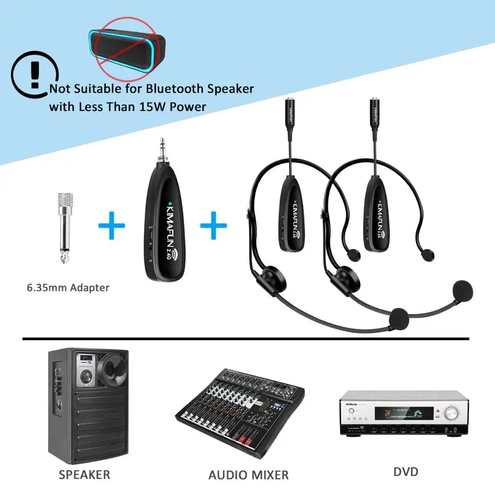 KIMAFUN 2.4G Wireless Microphone Headset 30M Wireless Mini Lavalier  Microphone System for Voice Amplifier Stage Speakers Teacher - AliExpress