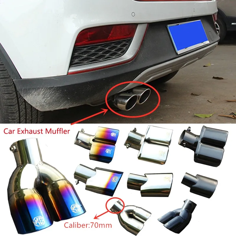 

For MG ZS Car Exhaust Muffler Tip Stainless Steel Exhause Pipe Chrome Trim Modified Car Rear Tail Throat Liner Exhaust Muffler