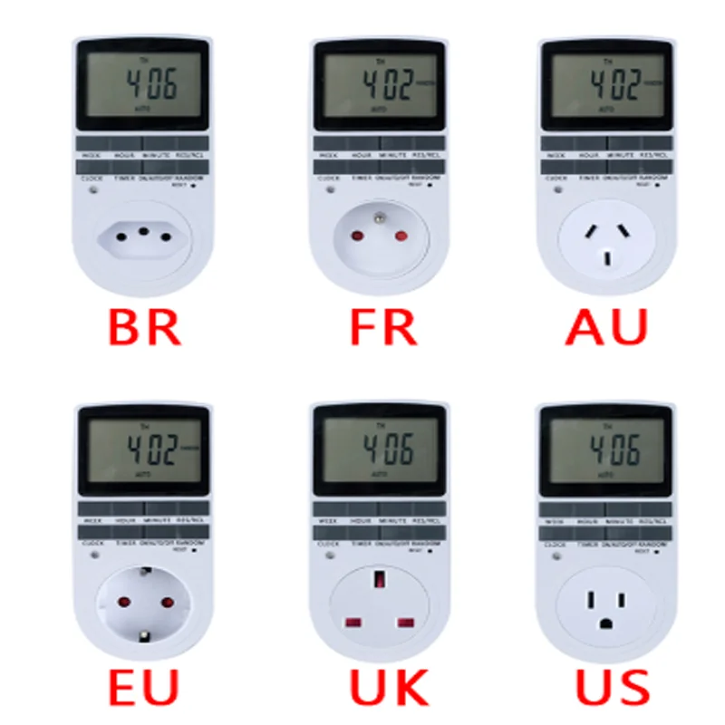 Красивая программируемая цифровая розетка timr Встроенная батарея цифровая розетка таймер EU AU BR FR стиль и т. Д