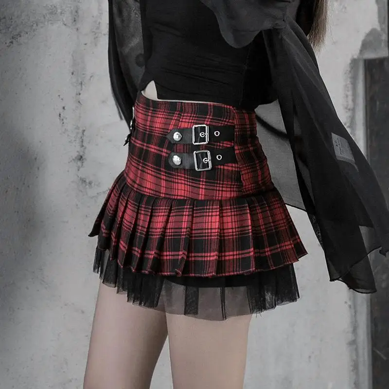 Женская плиссированная юбка в стиле Панк Rave в готическом стиле с оборками PQ499BQ Азиатский размер S-L