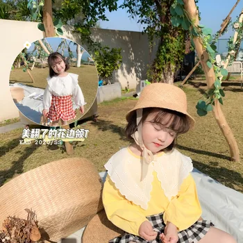 

Baby Girls Long Sleeve Two Colors Ruffle Lace Collar New Spring 2020 Top Blouses Toddler Children Cotton Causal Sweet Clothing