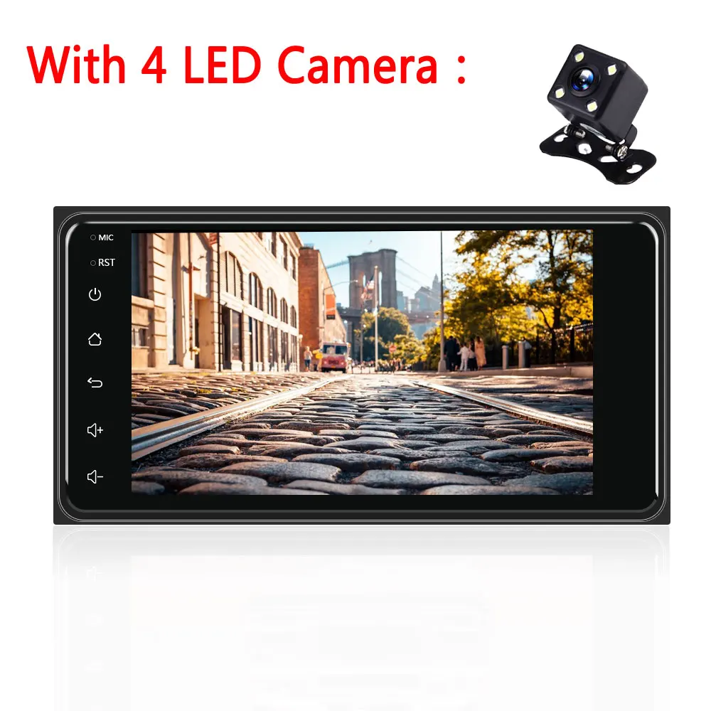 With 4 LED Camera LeeKooLuu Авторадио 7 ''сенсорный экран MP5 плеер Android стерео видео gps Зеркало Ссылка FM для Toyota Corolla радио - Цвет: With 4 LED Camera