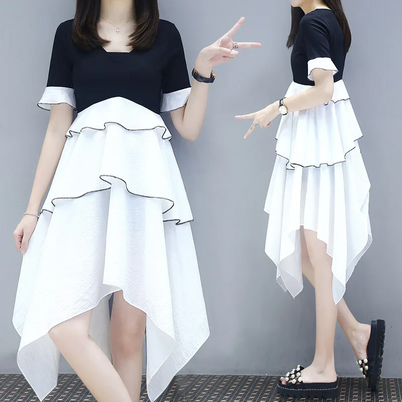 

Large Size Dress Fat Mm New Style Cover Belly Irregular Dress by Age