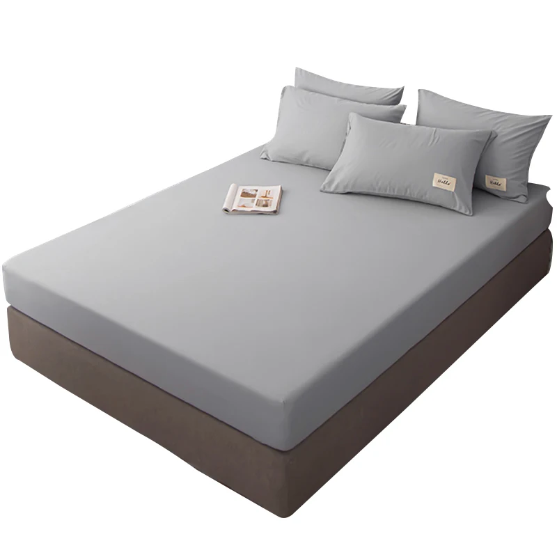 Solid Fitted Sheet with Elastic Bands Non Slip Adjustable Mattress Covers for Single Double King Queen Bed,140/160/200cm