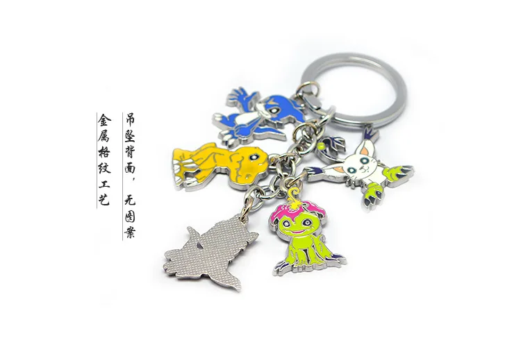 Брелок фигурка аниме Digimon Приключения брелок 5 в 1 комплект металлические