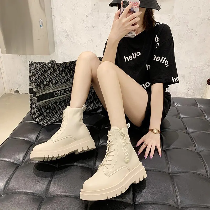 2020 Autumn Winter New Martin Boots Women's Short Boots Fashion White Shoes Warm Thick Bottom Inner Increase Women's Shoes