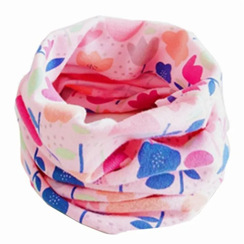 flower pink Хлопковый детский шарф, зимний теплый детский шарф, детский шарф для девочек и мальчиков с круглым вырезом, теплый детский шарф с воротником - Цвет: flower pink