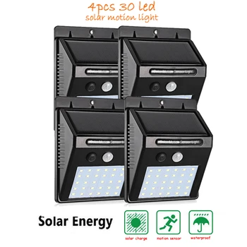 

2/4PCS 30 LEDs Solar Light Detachable PIR Motion Sensor Wall Lamp Warm White Waterproof Street Wall Lights for Outdoor Garden 50