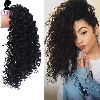 

LUPU Synthetic Short Afro Kinky Curly Drawstring Ponytail clip In Warp On Hair Extension For Women African American