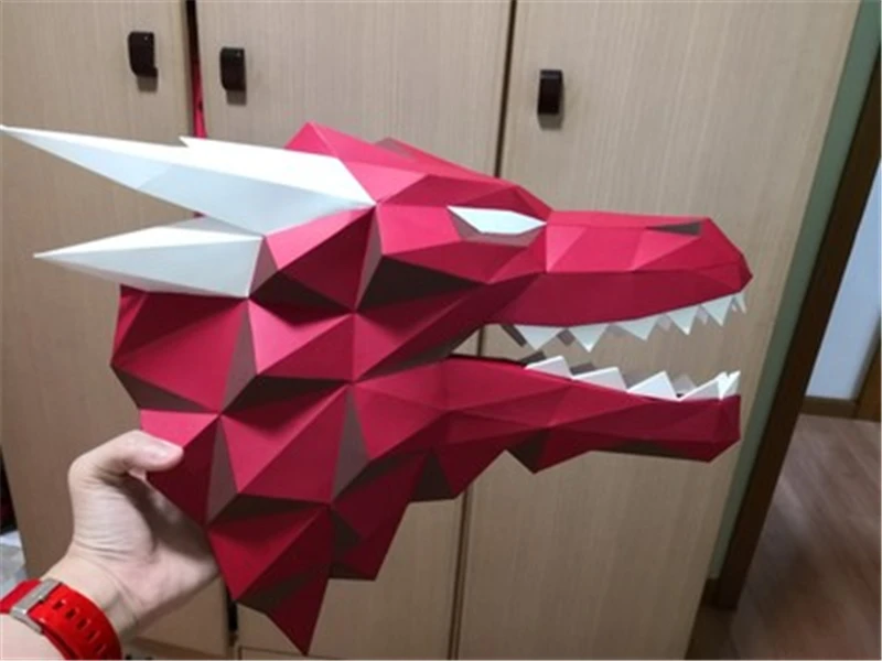 Game of Power Dragon Mother 3D Paper Puzzles Red Dragon Head Models Adult Gift Kids Wall Decorations Home Decor DIY Toys Art