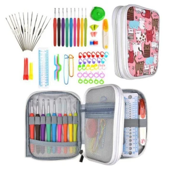 

Crochet Hook Set with Storage Box, Pompom Maker Sewing Needle Crochet for Beginners Skilled DIY Crochet Lovers