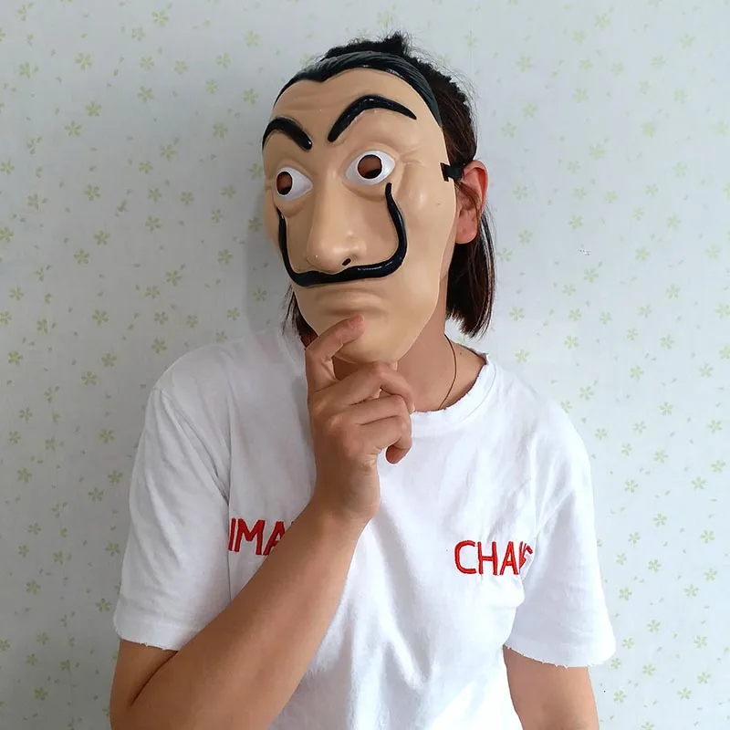 

New Money Heist Full Face Mask Salvador Dali Mask Halloween Masquerade The House of Paper La Casa De Papel Christmas Dali Mask