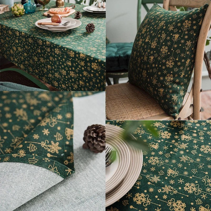  Christmas Table Cloth for Home Decoration Xmas New Year Tablecloth Bronzing Cover Nappe Party Weddi